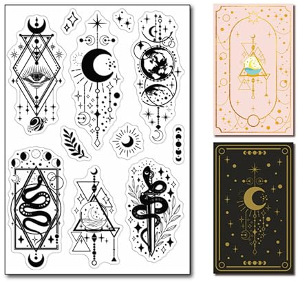 arriettycraft Witchcraft Dekorative transparente Stempel für Kartenherstellung oder Journaling, magische Schlangen, Mondphase, Silikonstempel für Scrapbooking, Fotoalbum, Papierbasteln, Dekoration