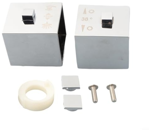 EpheyFIF Duschsteuerungsgriffknauf, 1 Paar quadratischer Duschtemperaturregler, Kunststoff, Chrom, Thermostatgriff für Badewanne, Dusche