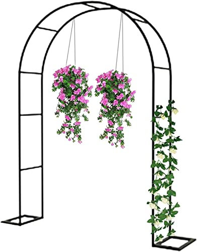 Rosenbogen, Garten-Torbogen Aus Metall, Pergola Rankhilfe Verzinkt Rost, Laubengang Rankgestell Mit Sockel Für Verschiedene Kletterpflanzen, Einfache Montage, 6 Größen,120x220x40CM