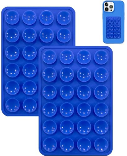 Xzyden 2PCS Silicone Suction Phone Case Mount,Non Slip Suction Cup Phone Mount,Hands-Free Phone Accessories Holder for Selfies and Videos,Silicon Adhesive Phones Stand for Cell Phones(Deep Blue)
