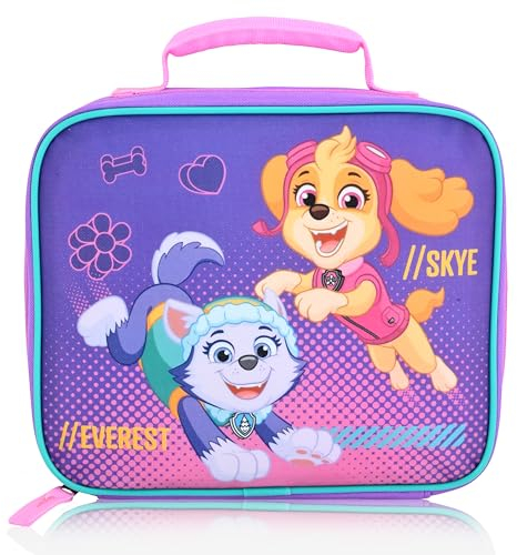 Fast Forward Paw Patrol Skye - Lonchera para niños, lonchera aislada para niñas, niños y niños pequeños, lonchera reutilizable de Paw Patrol Skye y Everest Purple