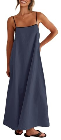 Shy Velvet Women's Linen Maxi Dress Spaghetti Strap Casual Boho Dress
