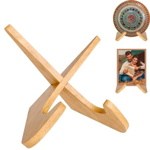 TICKLELY Buchständer – Premium Tellerhalter, Buchhalter und Aufsteller, aus Holz, perfekt für Kochbuch, Schallplatte, Display & mehr