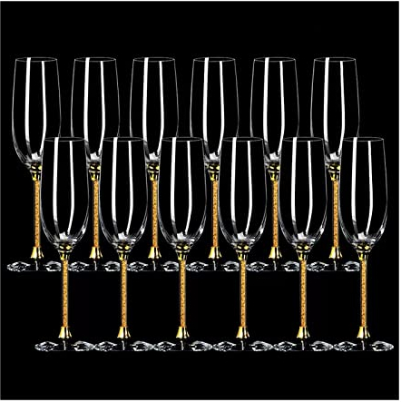 Flute Champagne Bicchieri da champagne di lusso leggeri da 230 ml Set di flute da champagne di fascia alta for la casa Set di bicchieri da champagne in vetro cristallo 12 pezzi Bicchieri da Champagne(