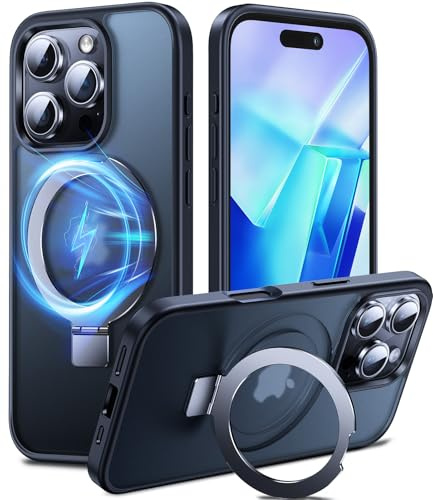 Chicfun 3-in-1 [Magnetic+KickStand+Ring Holder] for iPhone 16 Pro Case with Stand Ring Holder,Compatible with MagSafe, Military Shockproof Protective Kickstand Phone Case iPhone 16 Pro Cover Black