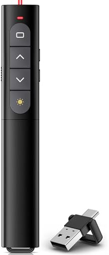 2 in 1 Presenter, USB und Typ-C Präsentation, Kabellos pointer für präsentationen mit Hyperlink und Volumen Kontrolle, powerpoint presenter für Window/Linux/PowerPoint
