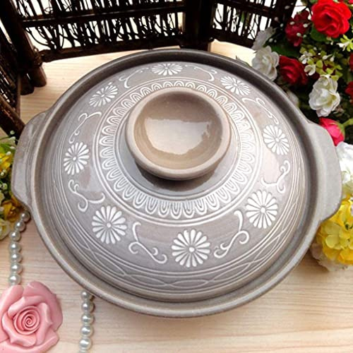 KJULKJKHJ Ceramics Hot Pot,Heat-Resistant Round Casserole With Lid,Pottery Bank Earthenware Clay Pot,Nonstick Slow Cooker,Soup Pot,Rice Cooker A 16X16X8Cm