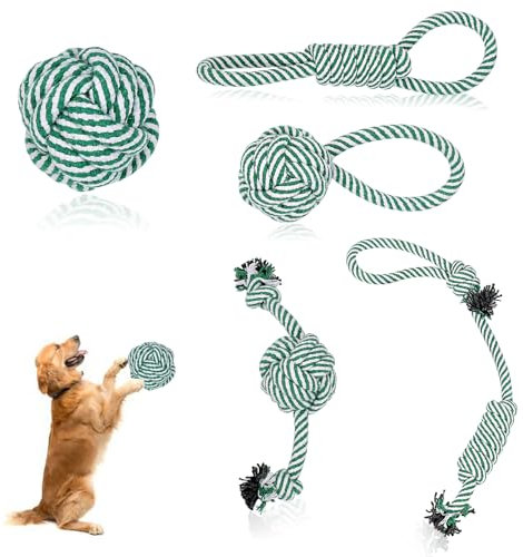 SNSYGN Hundespielzeug Seil, 5 Stück Hunde Spielzeug Welpenspielzeug Hundespielzeug Unzerstörbar Puppy Toys Interaktives Seil für Welpen, Kleine, Mittelgroße