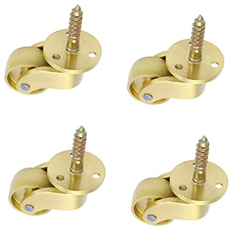 IEOWY x Lenkrolle mit Gewindeschaft, 360 Grad drehbare Messingräder, kleine antike Möbelrolle, Universalrolle für Koffer, Schränke, Sofas, Trolleys, Betten, mit Schrauben, Gold (22 mm/0,9 Zoll)