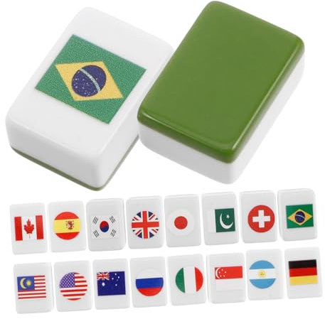 TOYANDONA 48stücke Mahjong-schiebespiel-Set Mit Legespielen Spielblöcken Und Flaggenmuster Für Erwachsene Für Picknickpartys Und Familienfeiern