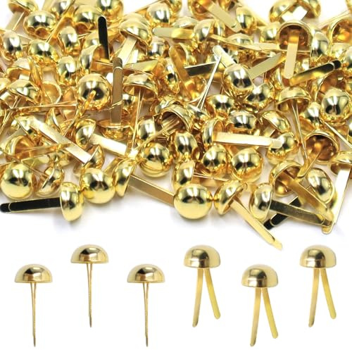 lyualma 400 Pièces Couleur or Clips Bipodes Tête Ronde Attache Mini Scrapbooking à Tête Ronde Accessoires de Décoration 8x18mm pour Création de Cartes et Travaux Manuels