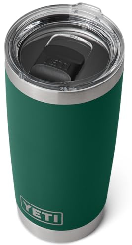 YETI Rambler Vaso Selva Negra Verde 20 oz (591 ml) | Taza de café de acero inoxidable con tapa MagSlider (no a prueba de fugas), taza de café aislada mantiene las bebidas