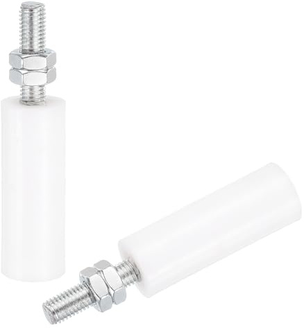 QUARKZMAN 2pcs Galet Guide pour Portail Coulissant 30x80mm, Blanc | M12 Roulette en Nylon Guide au Sol pour Porte Grange Coulissante, Roue Universel Guidage Support pour Portail