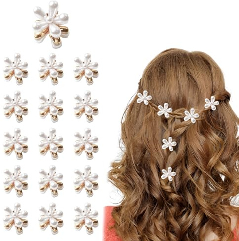 16 Stück Oktoberfest Haarschmuck, Perlen Clips Haar Accessoire Oktoberfest, Mini-Blumenklauen Haarperlen zum Klipsen, Haarschmuck Blumen für Mädchen Hochzeiten Geburtstagsfeier