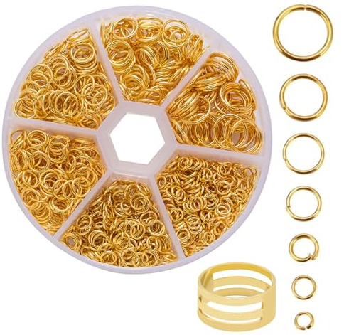 Hurifeng DIY Schmuck Zubehör Set – Schmuckherstellung Materialbox mit Öffnungsringen, ideal für Ohrringe, Halsketten, Armbänder, Anhänger (Gold)