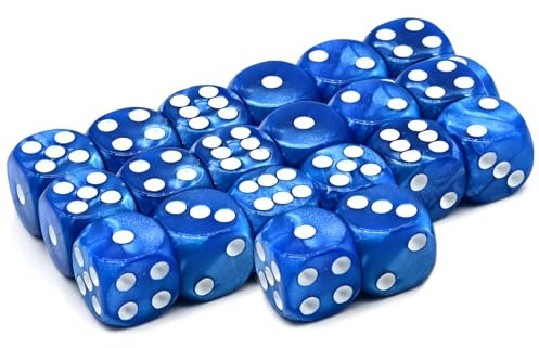 20pcs Würfel Blau, 6-seitigen Acryl Würfel – 16 mm Spielwürfel für zahlreiche Spiele, inklusive praktischem Aufbewahrungssack (blauen und schwarzen)