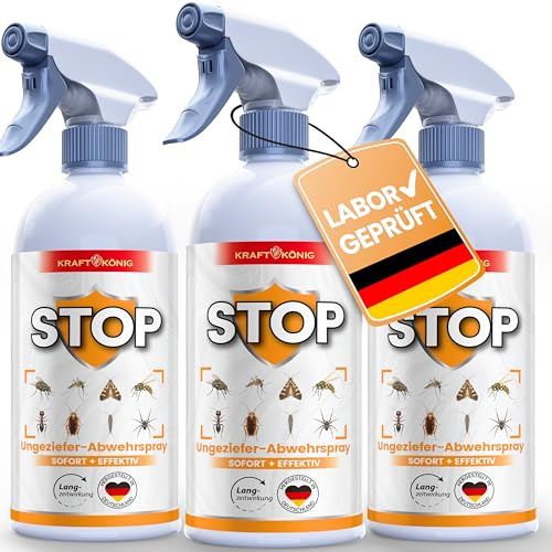 KRAFTKÖNIG Insektenspray 3x 500 ml – gegen fliegende & kriechende Insekten | Schnellwirkung gegen fliegende und kriechende Insekten; sofort einsatzbereit für Innen und Außen; Sprühnebel für Ritzen