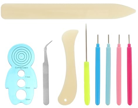 Alipis Kit de 9 Outils de Quilling en Acier Inoxydable Stylo à Aiguille, Ensemble Multicolore pour Loisirs Créatifs en Papier, pour Débutants et Création Artistique de Couleur Aléatoire