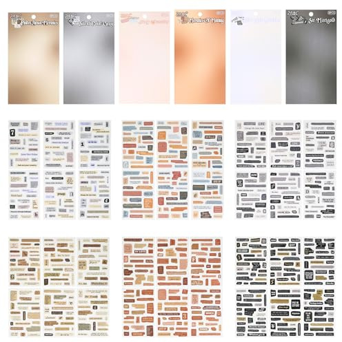 6 Hefte/36 Blatt,Scrapbook Stickers, Sprüche Aufkleber Journaling. | Sticker Book Journaling Sticker Set, Aesthetic Stickerbuch, Für Fotoalbum Kalender Scrapbooking, Junk Journal Zubehör Set