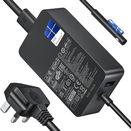 Surface Charger 65W, Microsoft Surface Pro Laptop Charger,for Surface Pro X,11,10,9,8,7,6,5,4,3; and Surface Laptop 7,6,5,4,3,2,1; and Surface Book 1, 2, 3; and Surface Go 1,2,3; Series Tablets