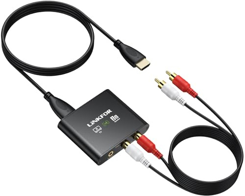 LiNKFOR Extractor de Audio HDMI eARC ARC,192Khz Convertidor HDMI a RCA+Jack 3.5mm Compatible con PCM para Altavoces, Auriculares y y TV con Interfaz eARC ARC
