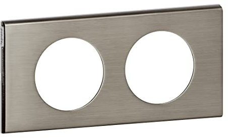 LEGRAND - Plaque Céliane - Plaque de Finition pour Prises et Interrupteurs Céliane - 2 Postes - Matière Inox Brossé