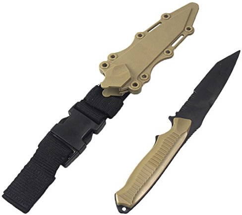 Tounlinx Tactical Rubber Trainer Knife Combat Bayonet with Scabbard/Sheath (Tan 2)