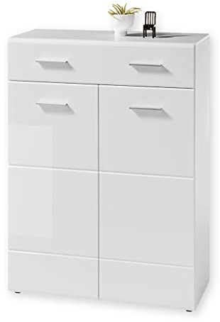 Stella Trading ORLANDO Schuhschrank in Weiß Hochglanz - Modernes Schuhregal mit viel Stauraum für Ihre Schuhe - 90 x 122 x 40 cm (B/H/T)