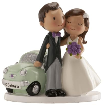 dekora - Brautpaar Figuren für Torte - Hochzeitstorte Deko aus Resin 12 cm – Hochzeitspaar Figuren für Torte – Originelles und Detailreiches Design – Für den Kontakt mit Lebensmitteln geeignet