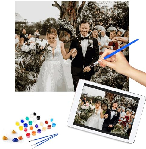 Personalised Paint by Numbers Photo Custom, Paint by Numbers Kit，DIY Digital Paint by Numbers Kits for Children, Adult Beginners (16 * 20 inches 24Colors No frame）