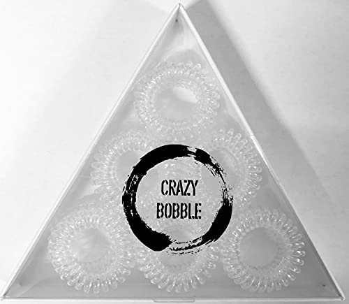 12 Pcs Crazy Bobble® Premium Spiral Hair Ties, Telephone Wire, Ponytail Holders, Coil Hair Bands (Clear)
