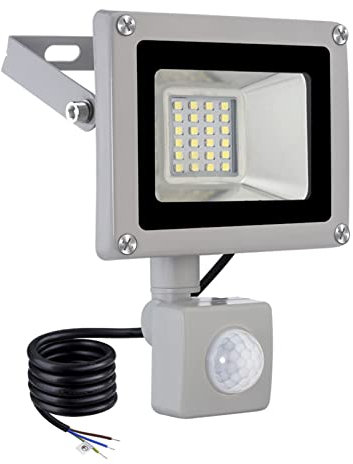 20W LED Outdoor Security Lights with Motion Sensor, IP65 Waterproof PIR LED Floodlight, 6500K 1600LM Super Bright Smart Street Light Working Lamp for Backyard Garden Garage Yard, 1 Pack