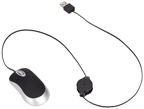 Yunseity Mini Souris Filaire Optique de Voyage, Souris Optique USB Portable avec Cordon Rétractable Réglable de 68 Cm pour Ordinateurs et Ordinateurs Portables, Plug and Play, Compacte et Légère