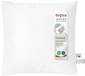 beties - PublikSoft - Daunen Füllkissen 60x60 cm – 700 g halbweiße 70% Daunen 30% Federn – waschbares Baumwoll Inlett – Sofakissen, Rücken- & Couchkissen – extra weich & voluminös