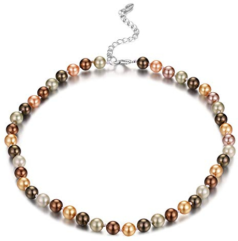 Bulinlin Damen Kristall Perlenkette Silber Boho Statement Choker Halskette für Frauen Modeschmuck Geburtstagsgeschenke