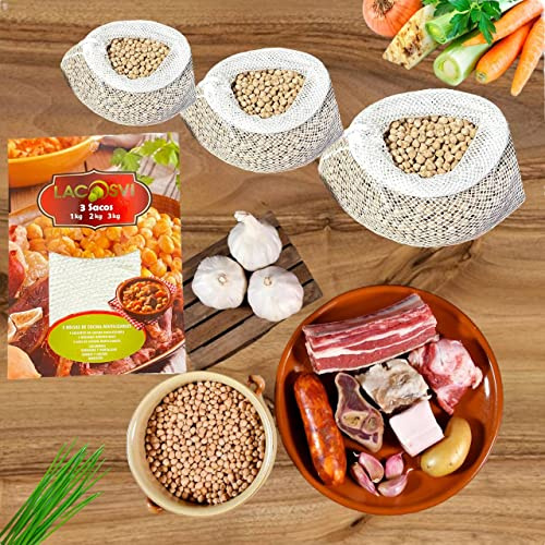 LACOSVI Pack 3 Bolsas Para Cocer Garbanzos Cocido Madrileño Y Caldos Malla Para Carne Bolsa De Red Para Cocinar Legumbres Verduras Hortalizas 3 Bolsas Reutilizables Para Cocinar Alimentos 1kg 2kg 3kg