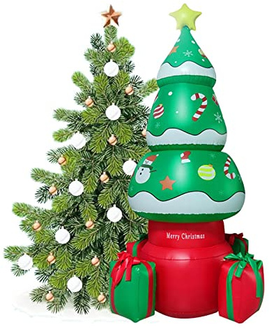 Luckxing Aufblasbare Weihnachtsdeko Aussen, 170cm Weihnachten Aufblasbarer Weihnachtsbaum Mit LED-Leuchten Favors Weihnachtsbaum Für Garten, Rasen, Hofdekorationen Für Den Urlaub