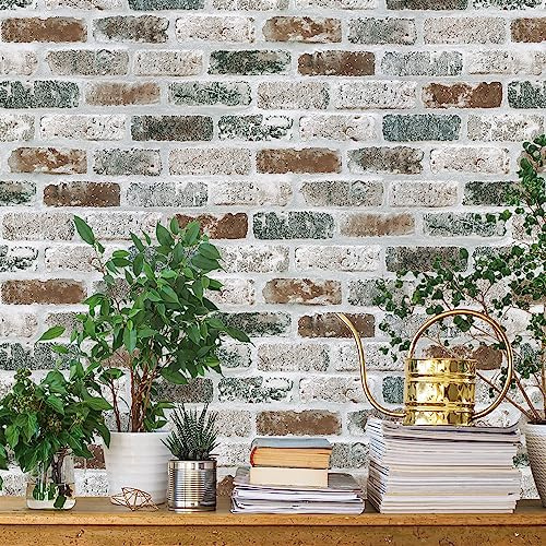 Guvana 17.3×118 Brick Wallpaper Red/Blue/Grey Brick Peel and Stick Wallpaper 3D Vintage Brick Contact Paper Self Adhesive Removable Contact Paper Faux Brick Texture Wallpaper for Bedroom Decor