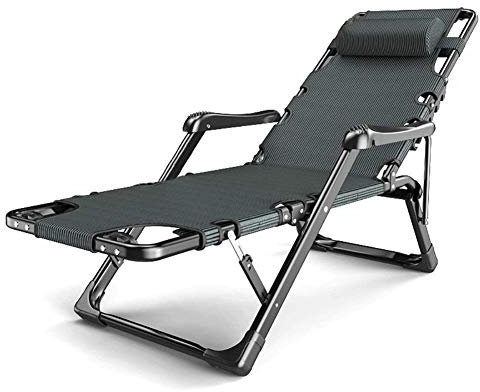 Klappbares Schwerelosigkeitsbett, Einzelbett, Metallrahmen, übergroßer Terrassen-Liegestuhl, verstellbare Rückenlehne, Strand-Sonnenliege (Farbe: mit Kissen) (ohne Kissen)
