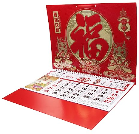MAGICLULU Wandkalender Im Chinesischen Stil Neujahrskalender Jahr Des Drachen Monatskalender Zum Aufhängen Für Zuhause Und Büro Haushaltskalender Als Kalenderdekoration
