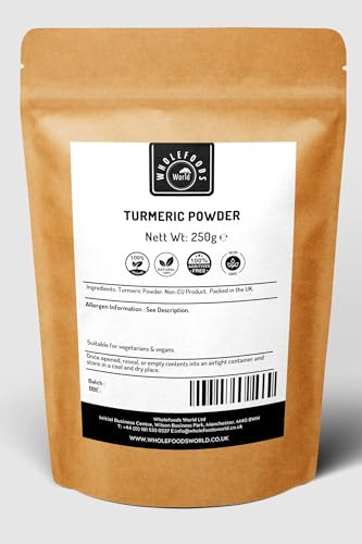 Premium Turmeric Powder 250g | Natural | Non-GMO | No Colouring | Resealable Kraft Paper Pouch | Suitable for Vegetarians and Vegans