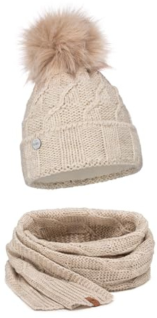 ELIMELI Damen Winter Mütze warme Strickmütze Wintermütze mit Bommel Slouch Strick Beanie Damen Bommelmütze für Winter Hergestellt in EU Farbenauswahl 17528