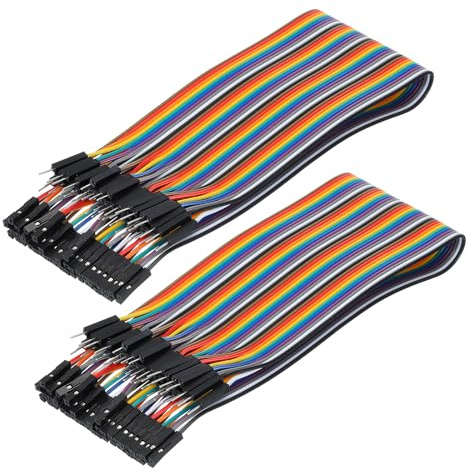 sourcing map Male to Female 40Pin Breadboard Jumper Wire 2.54mm Pitch Ribbon Cable 30cm Long Electronics Breadboard Ribbon Cables for Breadboard Electronic Projects Pack of 2