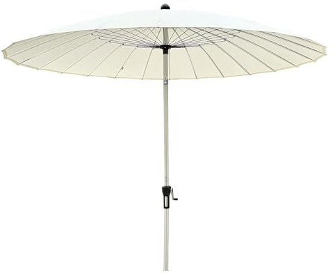 Generic 250cm Runder Shanghai Gartenschirm, UV-Schutz Regenschirm mit Kurbel und Druckknopf, Aluminium Terrassenschirm für Terrasse, Pool, Garten, Rasen