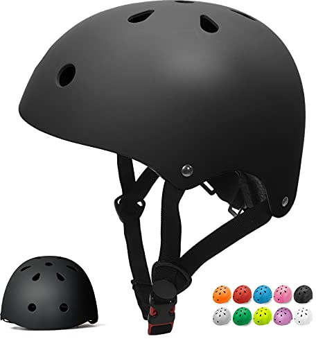 Glaf Toddler Helmet for 2-8 Years Kids Bike Helmets Baby Girls Boys Multi-Sport Adjustable Skateboard Bicycle Helmet Lightweight 4 Sizes for Toddlers (Black, XS: 18.9“-19.7“ / 48cm-50cm)