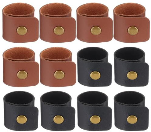 PATIKIL Serviettenringe, 2 Stück Leder Serviettenringe Rustikaler Halter für Tischdekoration Thanksgiving Bauernhaus Hochzeit Herbst Bankette Abendessen, Braun & Schwarz