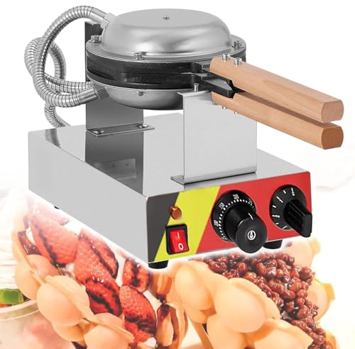Eastnmythet Gaufrier à Bulles Commercial, gaufrier à œufs 1400 W, gaufrier à Bulles avec poignées rotatives à 180 ° et en Bois, réglable de 50 à 300 ℃,110V
