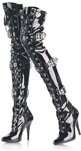 Pradize Overknee-Stiefel mit Absätzen für Stripperinnen (Schwarz, EU-44)