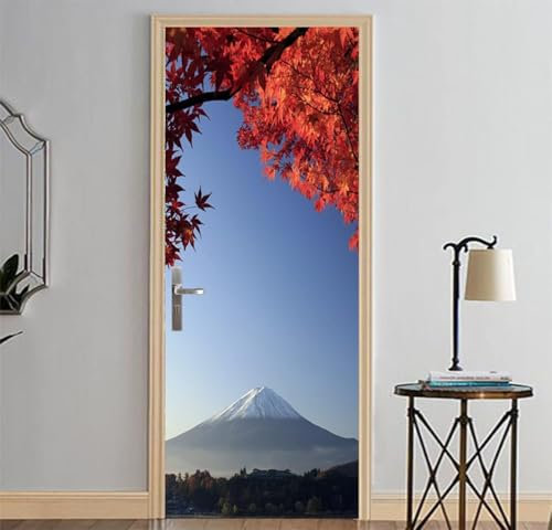 Türtapete Selbstklebend 95x215 cm Türfolie Selbstklebend Blick Auf Die Berge Türaufkleber Türposter Berg Fuji, Japan Türsticker Fototapete 3D Effekt für Schlafzimmer Wohnzimmer Küche 54A