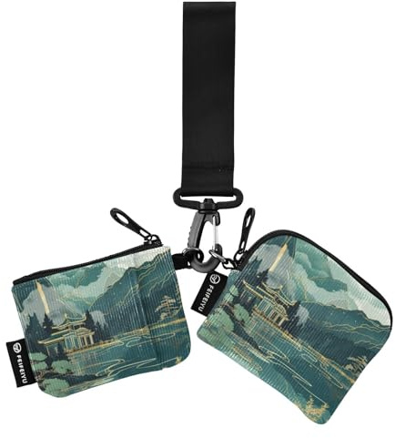 Pabellones y montañas y ríos para mujer, monedero, tarjetero, delgado, portátil, con bolsillo con cremallera, 2 unidades, Pabellones y montañas y ríos, 1 size, Casual